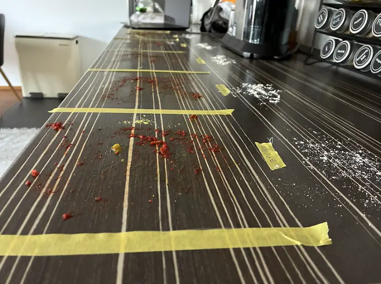 Testecke auf der Küchenzeile